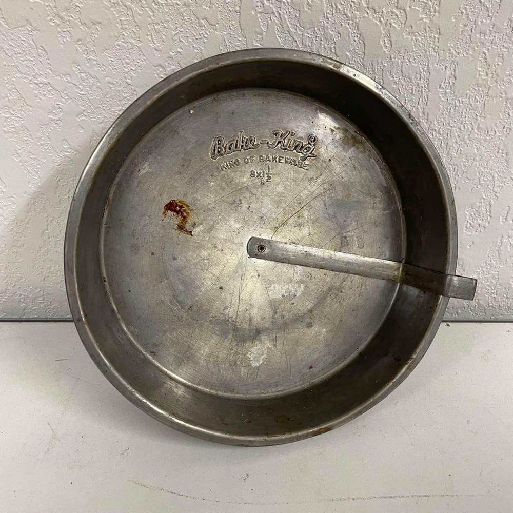 Vintage Bake King Cake Pan w Release Slider Smooth Flat 8”X1.5” - LHN